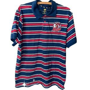 Sydney Rooster NRL size XXL polo shirt striped embroidered logo.